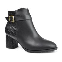 Bota Modare Feminina Texturizada Fivela Zíper Lateral Preto