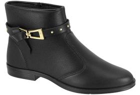Bota Moleca Cano Curto Com Fivela Dourada E Detalhes Em Tiras Napa Gales /Preto Bota Moleca Cano Curto Com Fivela Dourada E Detalhes Em Tiras Napa Gales /Preto