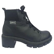 Bota Moleca Coturno Elástico Feminina Salto Tratorado Cano Médio