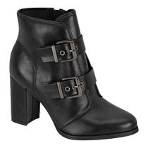 Bota Moleca Coturno Fivelas Salto Bloco 5349.102 Preto