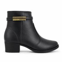 Bota Moleca Feminina Salto Baixo Elegante Detalhe Dourada Bota Moleca Feminina Salto Baixo Elegante Detalhe Dourada
