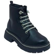 Bota Molekinha Contorno Infantil Explosão De Brilho Zíper