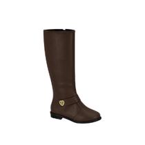 Bota Molekinha Infantil Feminino Napa Café Ziper 2167 136