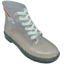 Bota Molekinha Menina Infantil Translucida com Glitter