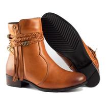 Bota Montaria Casual Feminino Cano Curto Zíper Moda Tiras Trançadas Metal Estilo Confortável - AMANDA BLOCK