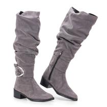 Bota Montaria Em Camurça Enrugada GuGi 220GG Cano Longo Com Zíper e Fivela