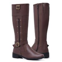 Bota Montaria Feminina Cano Alto Leve Moderna Leve Conforto 11079