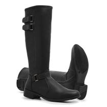 Bota Montaria Feminina Cano Alto Ziper Lateral Bico Redondo Macia e Confortável