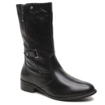 Bota Montaria Feminina Couro Legítimo Zíper Salto Baixo Cor:PretoTamanho:34 Bota Montaria Feminina Couro Legítimo Zíper Salto Baixo Cor:PretoTamanho:34