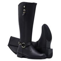 Bota Montaria Feminina de Cano Alto com Ziper e Fivela Moda Inverno Schiareli - Ref. 11080