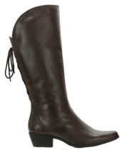 Bota montaria feminina em Couro Bico fino Ajuste na panturrilha Cano longo