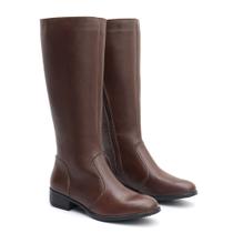 Bota Montaria Feminina Em Couro Cano Alto Lisa