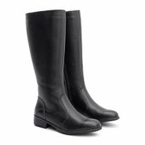 Bota Montaria Feminina Em Couro Cano Alto Lisa