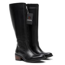 Bota Montaria Feminina Em Couro Legítimo Preta Ref. Mont-Preta