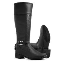 Bota Montaria Feminina Em Sintético Cano Alto Texturizada Tendencia Lançamento