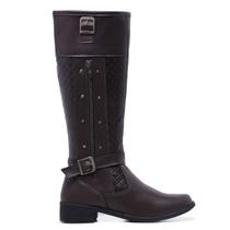 Bota Montaria Feminino Cano Alto Com Zíper Lateral Sola Reta Bota Montaria Feminino Cano Alto Com Zíper Lateral Sola Reta
