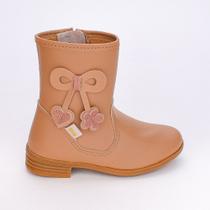 Bota Montaria Infantil Feminino Cano Médio Kidy Laço Bege