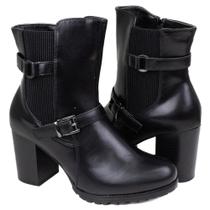 Bota mooncity 73132 salto médio cano baixo feminina - Bota mooncity 73132 salto médio cano baixo feminina -