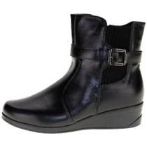 Bota Mooncity Cano Curto Salto Baixo De Ziper e Elástico Lateral Super Confortável Fem 71107 (66451)