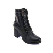 Bota Mooncity Coturno Casual Feminina Salto Alto Cano Médio Comfort 73130 (65227)