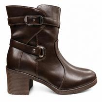 Bota Mooncity Feminina Cano Curto Salto Bloco 6cm Bota Mooncity Feminina Cano Curto Salto Bloco 6cm