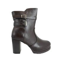 Bota Mooncity Feminina Cano Curto Salto Bloco 8cm