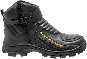 Bota Motociclismo Masculina de Couro Resistênte Bota Coturno Cano Alto Moto Estrada Road Bota Preta