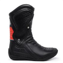 Bota Motociclista Acero em Couro Bovino Modelo Speed Low Vermelho Cano Alto Confortável