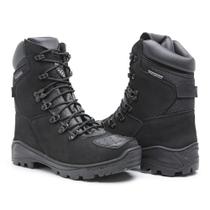 Bota Motociclista Acero em Couro Nobuck Modelo Tiger Motors Preto Cano Alto