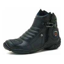 Bota Motociclista Alta Performance Atron Shoes Preto Emcouro