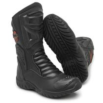 Bota motociclista bellboots couro coturno speed cano alto preto e vermelho