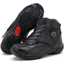 Bota motociclista cano curto couro 270 km preto