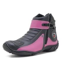 Bota Motociclista Cano Curto em Couro Atron com Ziper Lateral e Sola Leve