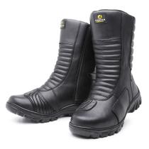 Bota Motociclista Couro Legítimo Coturno Moto Cano Alto Cor Black