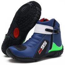 Bota motociclista de couro as95 095 km azul verde