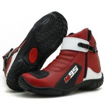 Bota motociclista de couro as95 095 km vermelho branco Bota motociclista de couro as95 095 km vermelho branco