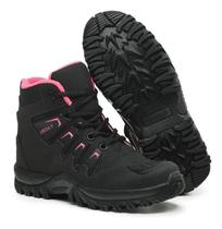 Bota Motociclista Feminino Masculino Coturno Preto Pink Unissex