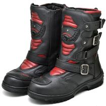 Bota Motociclista Masculina Couro Cano Alto Aventura Estilo