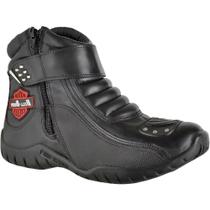 Bota Motociclista Masculina Couro Cano Baixo Palmilha Macia