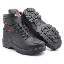 Bota Motoqueiro Couro Preta Motociclista Masculina Blaqueada