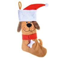 Bota Natalina de Cachorro - Marrom, Vermelho e Branco 54 cm - Cromus Natal - 1 unidade - Rizzo