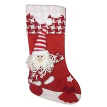 Bota Natalina Enfeite Papai Noel Vermelho/Branco 40cm Cromus