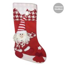 Bota Natalina Enfeite Papai Noel Vermelho/Branco 40cm Cromus