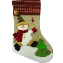 Bota Natalina Papai Noel Com Boneco de Neve 50cm - Niazitex