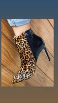 Bota Nobuck Leopardo Camel Croco Preto