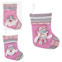 Bota Noel / Boneco De Neve Rosa 23X16Cm - ZEIN IMPORTACAO