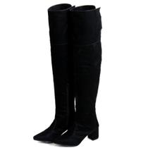 Bota Ouver The-knee Feminina Cano Alto Couro Legitimo Camurça