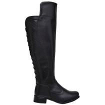 Bota Over Denim Cano Longo Feminina Montaria Coturno Casual - Dona Beja