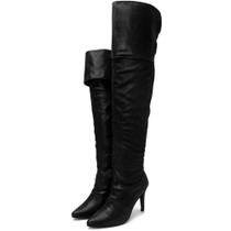 Bota Over Feminina Acima do Joelho Cano Alto Salto Fino Nobucado Preto