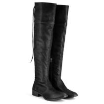 Bota Over Feminina Rasteira com Amarração e Zíper Moderna Preto Bota Over Feminina Rasteira com Amarração e Zíper Moderna Preto